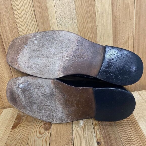 Mercanti Florentini Shoes Men Size 11.5 Black Leather Slip On Square Toe Loafer - Picture 7 of 11